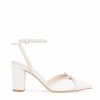 Bella Belle Karissa - Ivory Bridal Block Heels With Crystal Bows, Trim And Straps Mid Heel