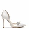 Bella Belle Lilian - Ivory Silk Crystal Pearl Pointed Bridal Heel High Heel