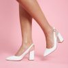 Charlotte Mills Jill - Pearl Encrusted Pointed Bridal Block Heel Mid Heel