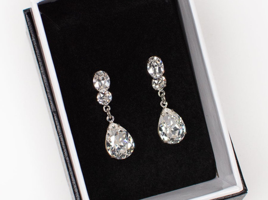 Windsor Bridal Bianca - Swarovski Crystal Pear Drop Bridal Earrings Earrings