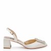 Badgley Mischka Emmie - Pointed Toe Block Heel Slingback With Crystal Buckle - Ivory Ivory