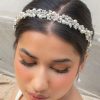 Windsor Bridal Amelia - Pearl Crystal Delicate Floral Bridal Headband Silver