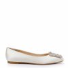 Badgley Mischka Emerie - Crystal Buckle Flats - Ivory Ivory