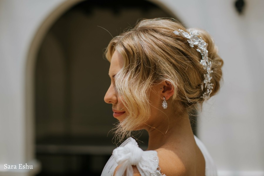 The White Collection Renee - Intricate Crystal Bridal Drop Earrings Silver