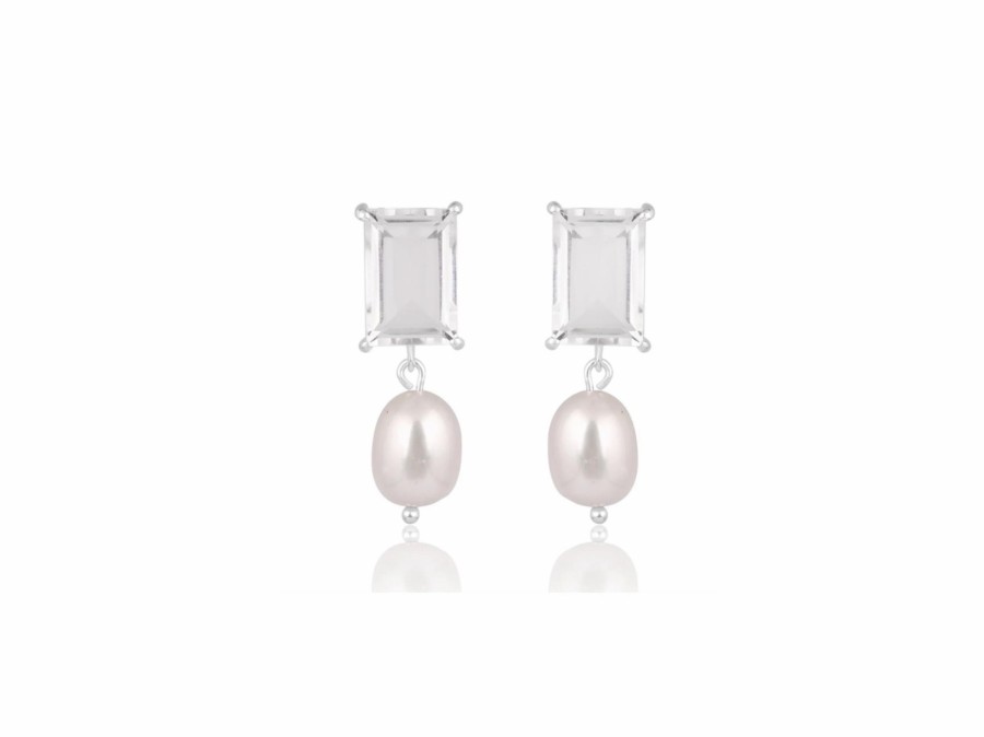 Lola Knight Lola Knight - Thea - Pearl & Crystal Earrings - Silver Earrings