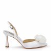 Badgley Mischka Carlise - Satin Slingback With Singular Rose - Soft White White