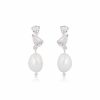 Lola Knight Lola Knight - Ines - Pear-Shaped Crystal And Pearl Earrings - Silver Earrings