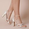 Charlotte Mills Mina - Ivory Freshwater Pearl Strappy Bridal Block Heel High Heel