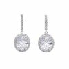 The White Collection Genevieve - Crystal Oval Bridal Drop Earrings Silver