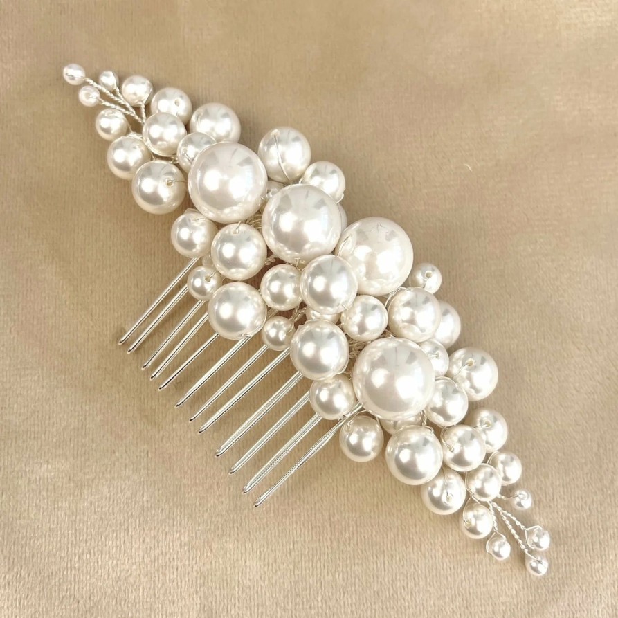 A'el Este A'El Este - Savannah - Pearl Bridal Comb - Gold Gold