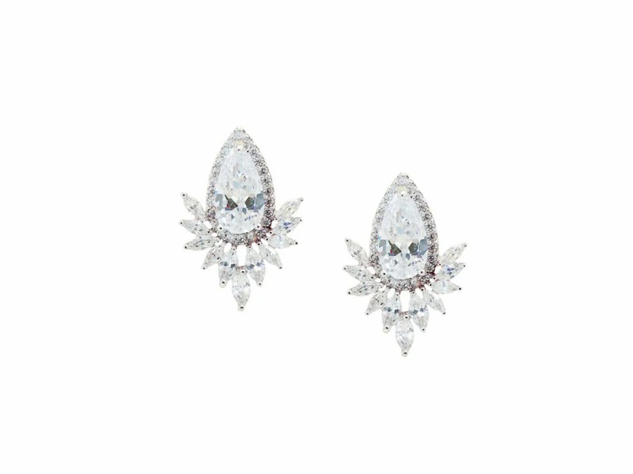 The White Collection Harlow - Crystal Pear & Marquise Bridal Stud Earrings Rose Gold