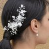 Windsor Bridal Harper - Porcelain Flower Pearl Bridal Hair Clip Silver