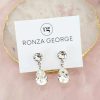 Ronza George Baby Pear - Small Silver Swarovski Bridal Drop Earrings Silver