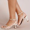 Charlotte Mills Lena - Ivory Pearl Strappy Bridal Kitten Heel Mid Heel