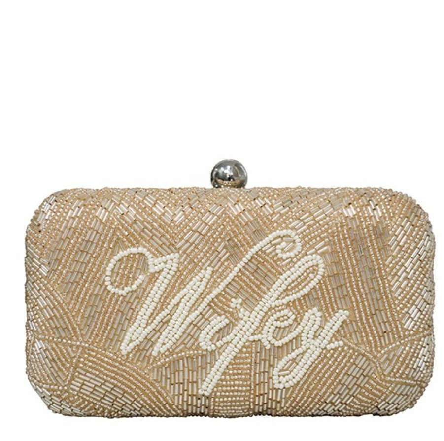 From St Xavier Wifey Box Clutch (Champagne) Bridal Bags & Clutches