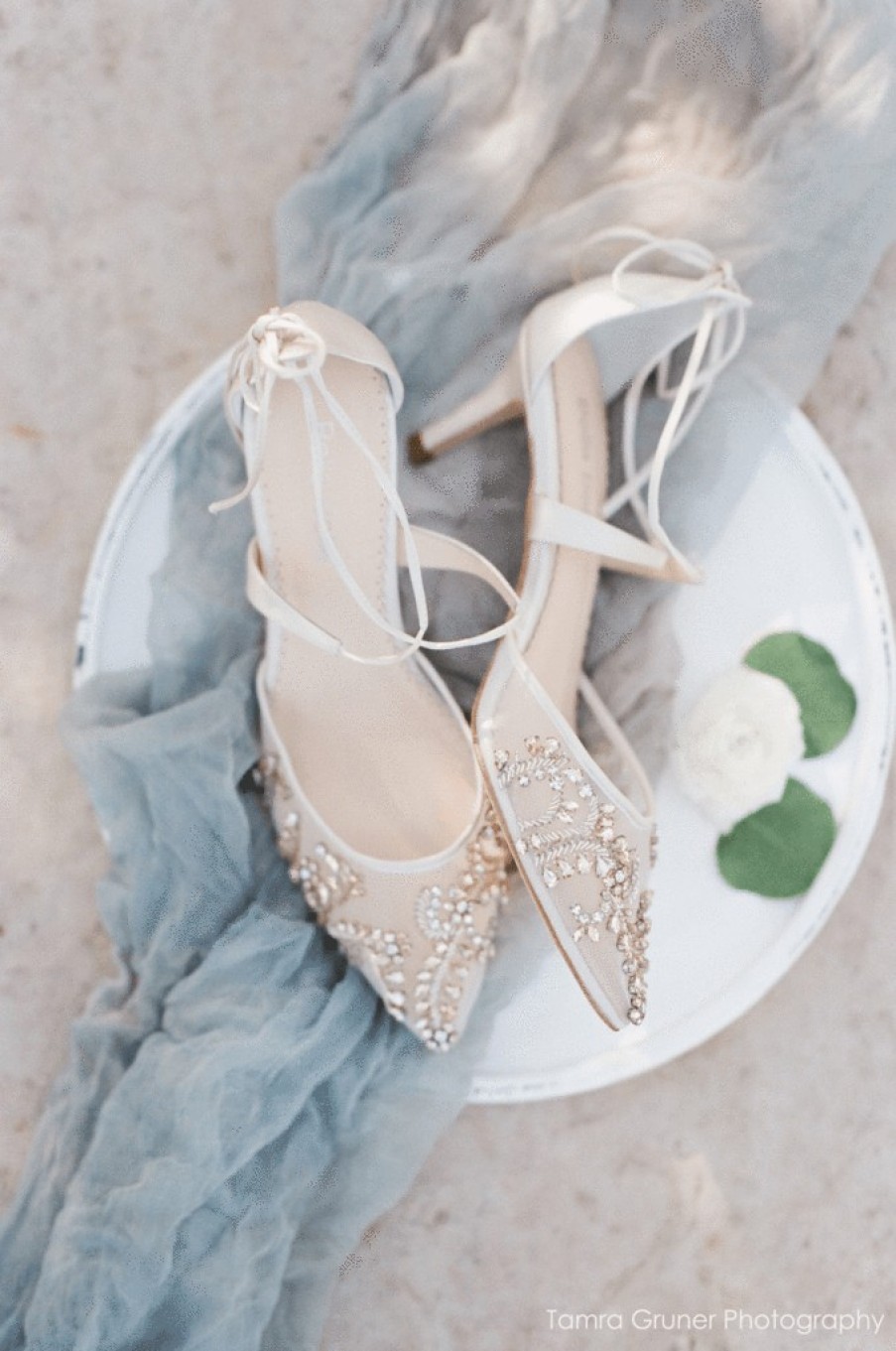 Bella Belle Frances - Ivory - Crystal Embellishment Low Heel