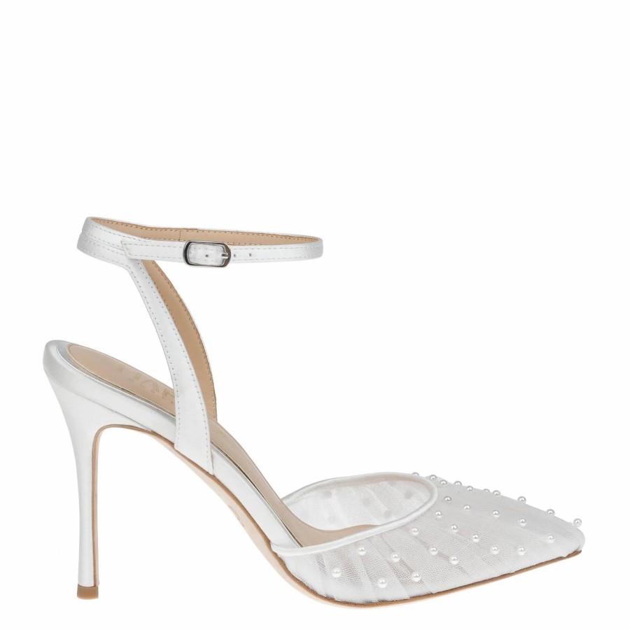 HARLO Australia Chantelle Pearl - White Tulle Point With Handsewn Pearls High Heel