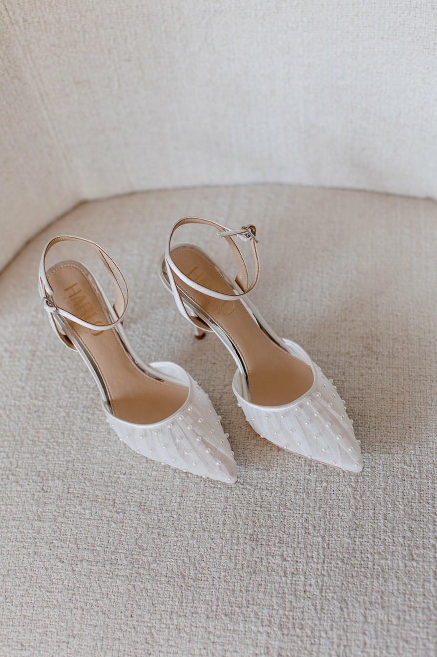 HARLO Australia Chantelle Pearl - White Tulle Point With Handsewn Pearls High Heel