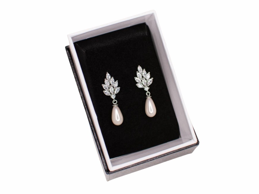 Windsor Bridal Priscilla - Sophisticated Pearl Drop Bridal Earrings Earrings