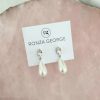 Ronza George Christina Pearl - Silver Swarovski Bridal Pearl Drop Earrings Swarovski