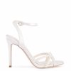 Bella Belle Luciana - Ivory Open Toe Ankle Strap Pearl Wedding Heels High Heel