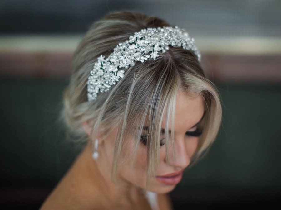 Windsor Bridal Eden - Pearl Crystal Bridal Headband Silver