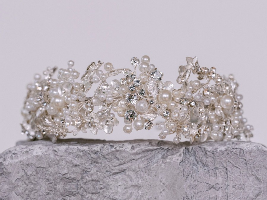 Windsor Bridal Eden - Pearl Crystal Bridal Headband Silver