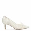 Bella Belle Monica - Lace Embroidered Ivory Bridal Kitten Heels Mid Heel