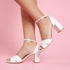 Charlotte Mills Imogen - Pearl Encrusted Bridal Block Heel Mid Heel