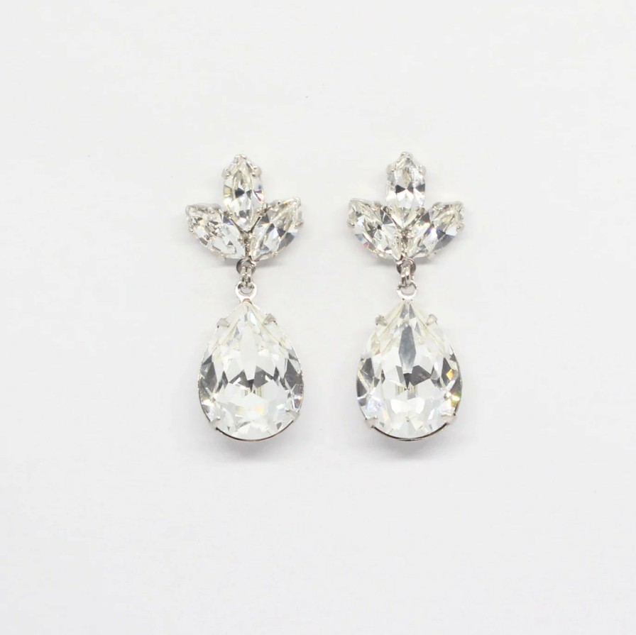 Ronza George Anastasia - Silver Crystal Bridal Drop Earrings Silver