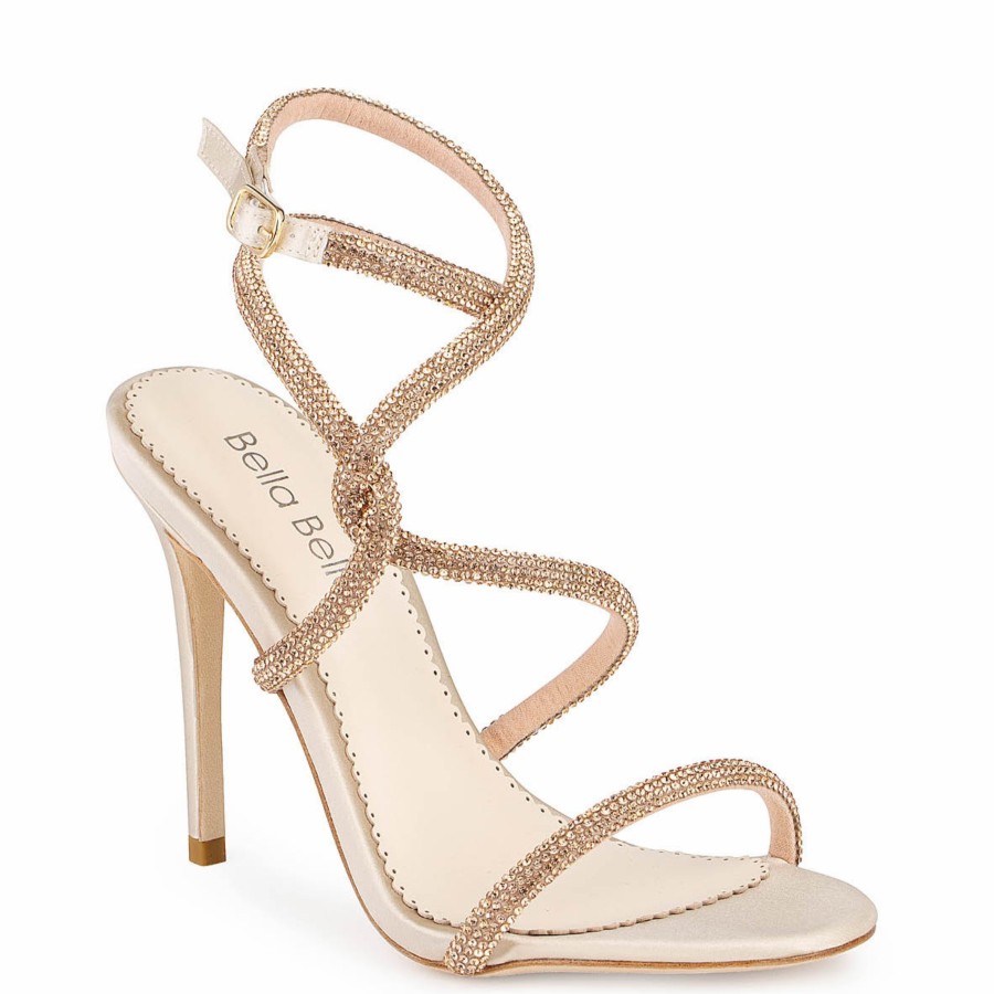 Bella Belle Teagan - Crystal Rope Gold Strappy Bridal Heels High Heel