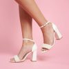 Charlotte Mills Kate - Ivory Pearl Embellished Bridal Block Heel High Heel