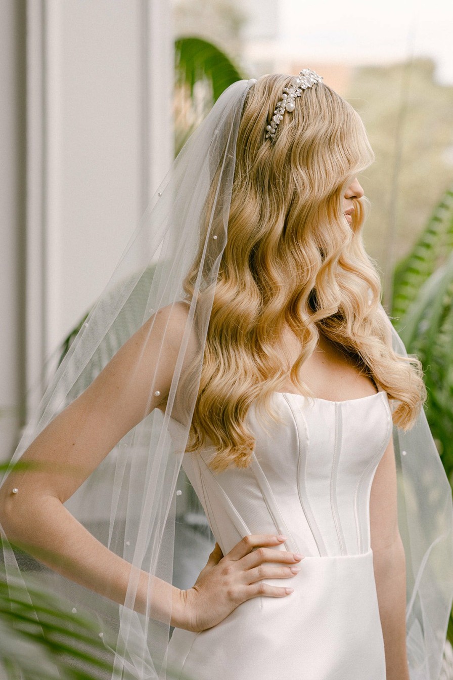 The White Collection Lulu Soft Tulle Pearl Veil Veils