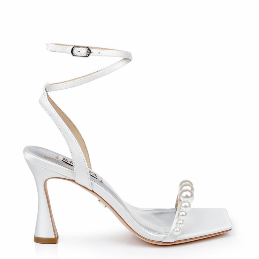 Badgley Mischka Cailey - Strappy Stiletto Sandal With Pearl Vamp - Soft White White