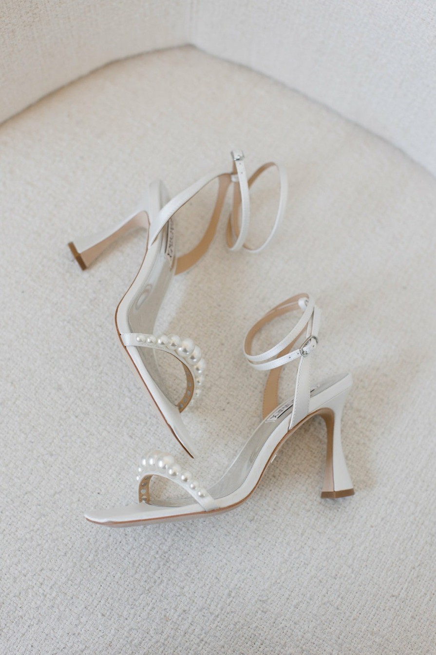 Badgley Mischka Cailey - Strappy Stiletto Sandal With Pearl Vamp - Soft White White