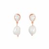 Lola Knight Lola Knight - Oceane - Pearl & Teardrop Crystal Earrings - Rose Gold Rose Gold