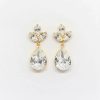 Ronza George Anastasia - Gold Plated Clear Crystal Bridal Drop Earrings Gold