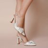 Charlotte Mills Mia Pearl - Satin Bow Slingback Pointed Toe Bridal Heel High Heel