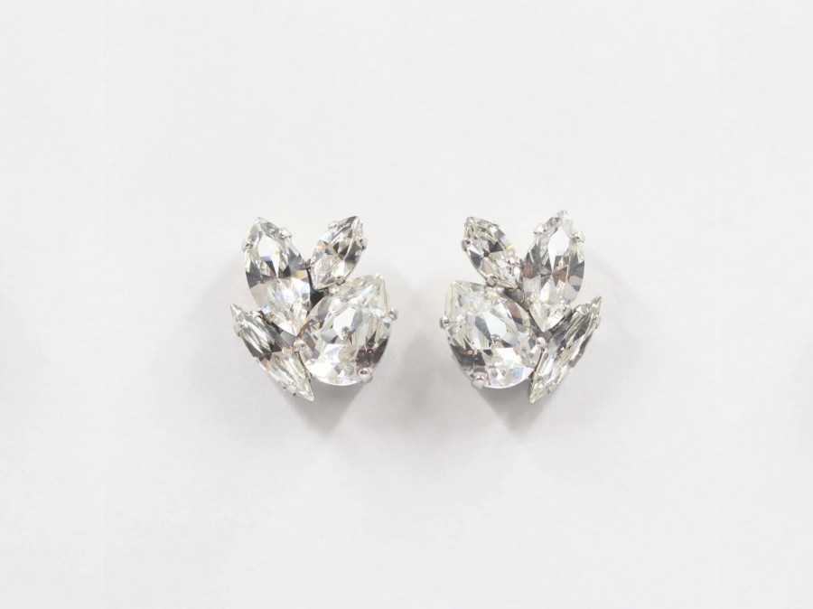 Ronza George Acacia - Silver Swarovski Bridal Cluster Stud Earrings Silver