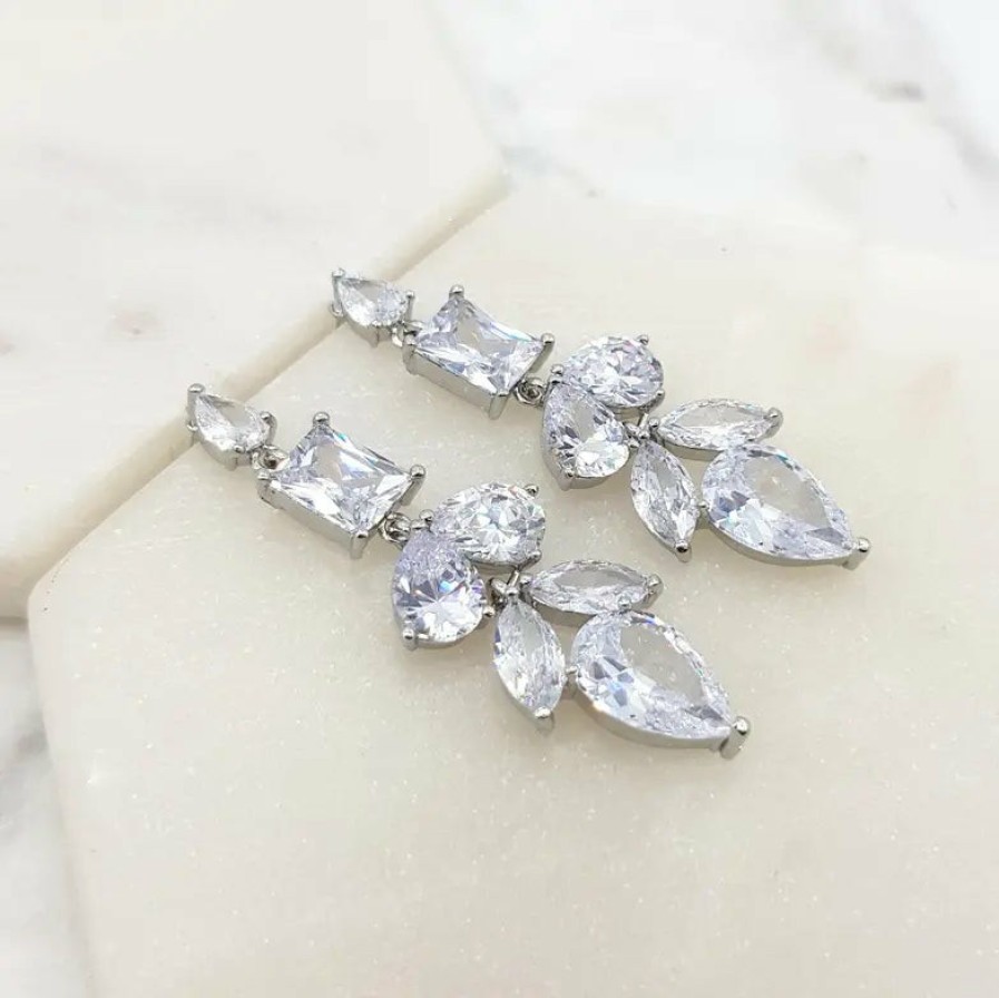 The White Collection Lavinia - Mixed Crystal Bridal Statement Drop Earrings Earrings