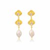 Lola Knight Lola Knight - Juliette - Pearl & Crystal Petal Shape Drop Earrings - 18K Gold Gold