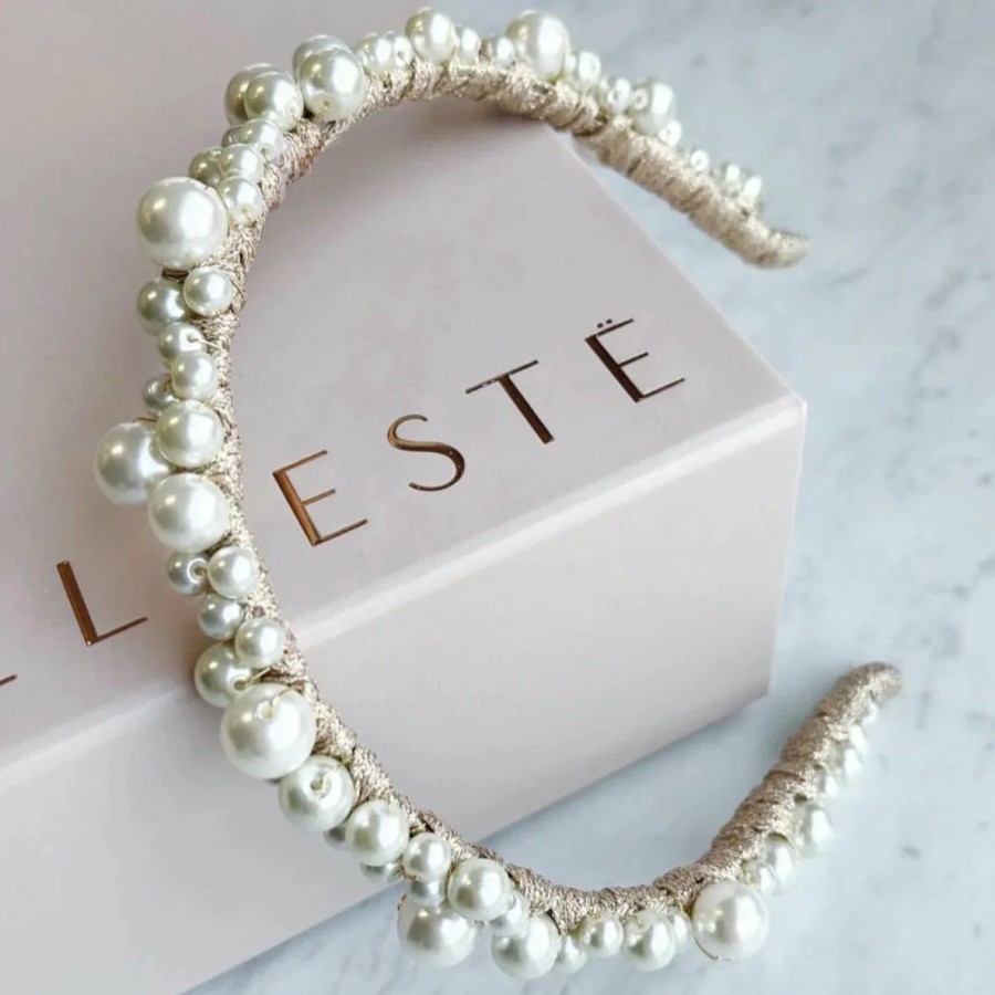 A'el Este A'El Este - Charlotte & Mia - Bridal Pearl Headband Set - Gold Gold