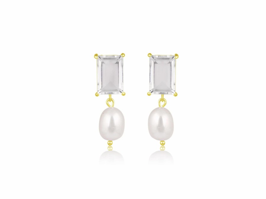 Lola Knight Lola Knight - Thea - Pearl & Crystal Earrings - 18Ct Gold Gold