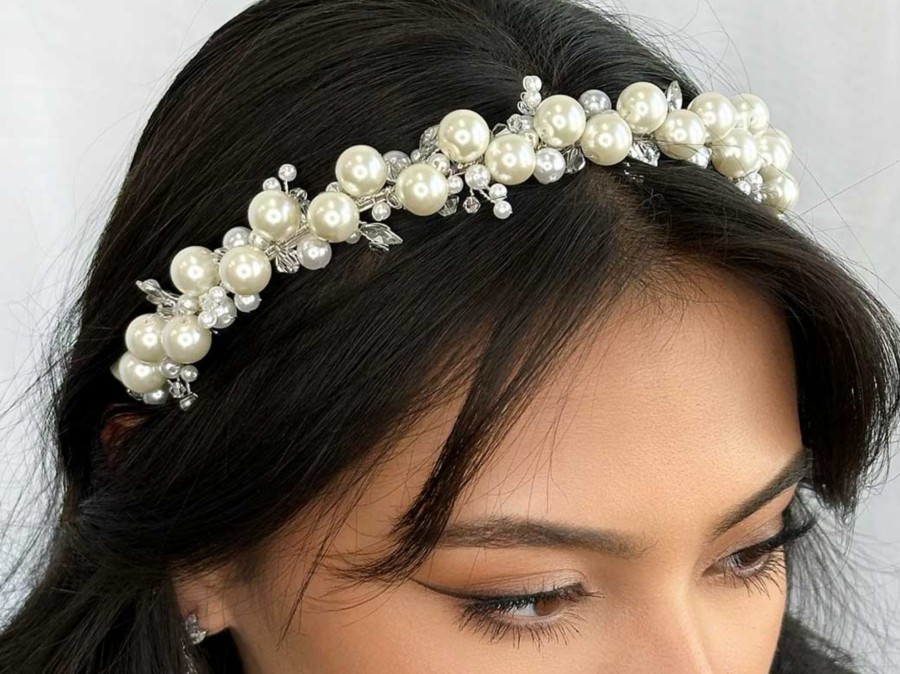 Windsor Bridal Cherie - Pearl & Swarovski Crystal Bridal Headband Silver