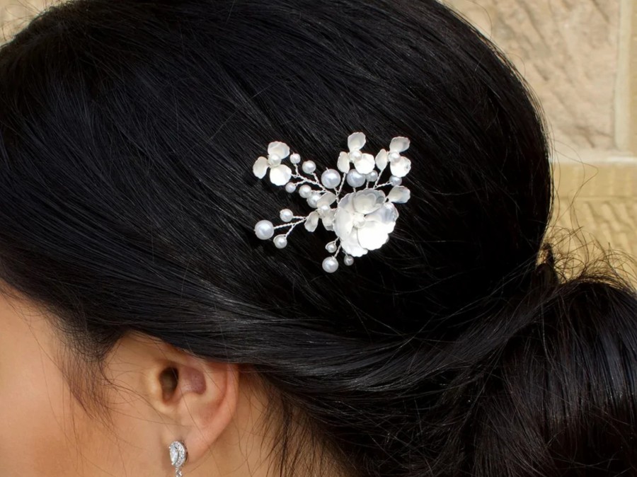 Windsor Bridal Floral Pearl - Bridal Hair Pin Trio Rose Gold