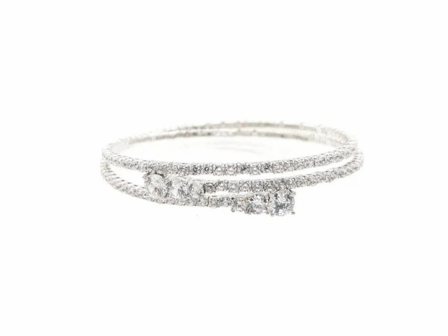 The White Collection Fiorella - Modern Crystal Bridal Bangle Bracelet Rose Gold