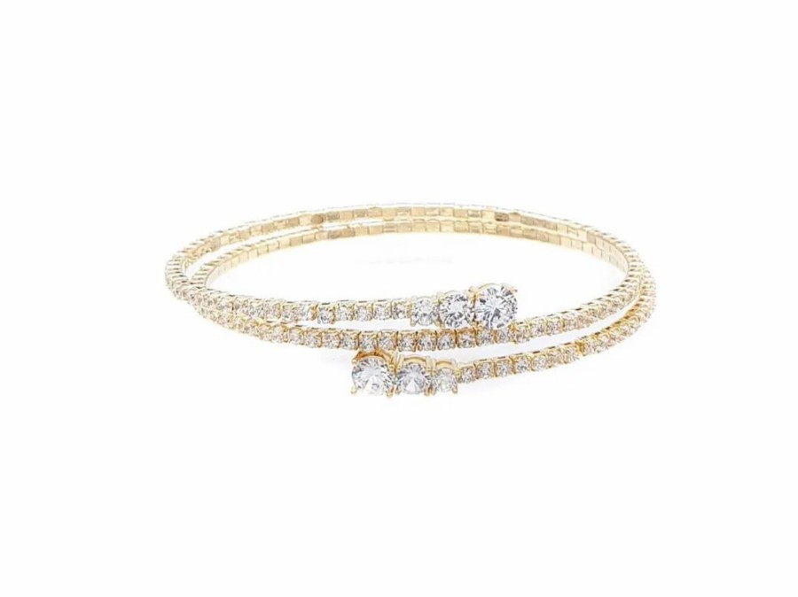 The White Collection Fiorella - Modern Crystal Bridal Bangle Bracelet Rose Gold