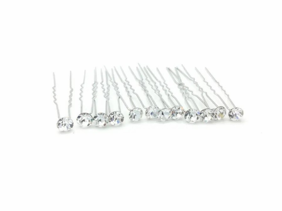 The White Collection Bridal Crystal Hair Pin Trio Silver