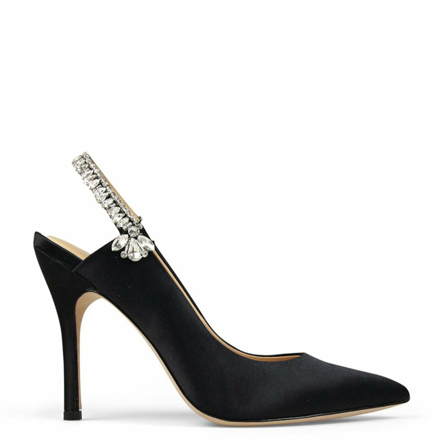 HARLO Australia Bonnie - Black Crystal Embellished Sling Back Evening Pump Black