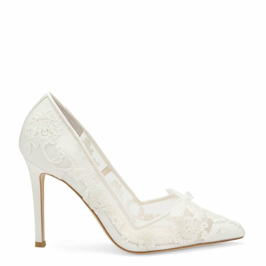 Bella Belle Sophia - White Flower Wedding Shoes Lace Heels High Heel